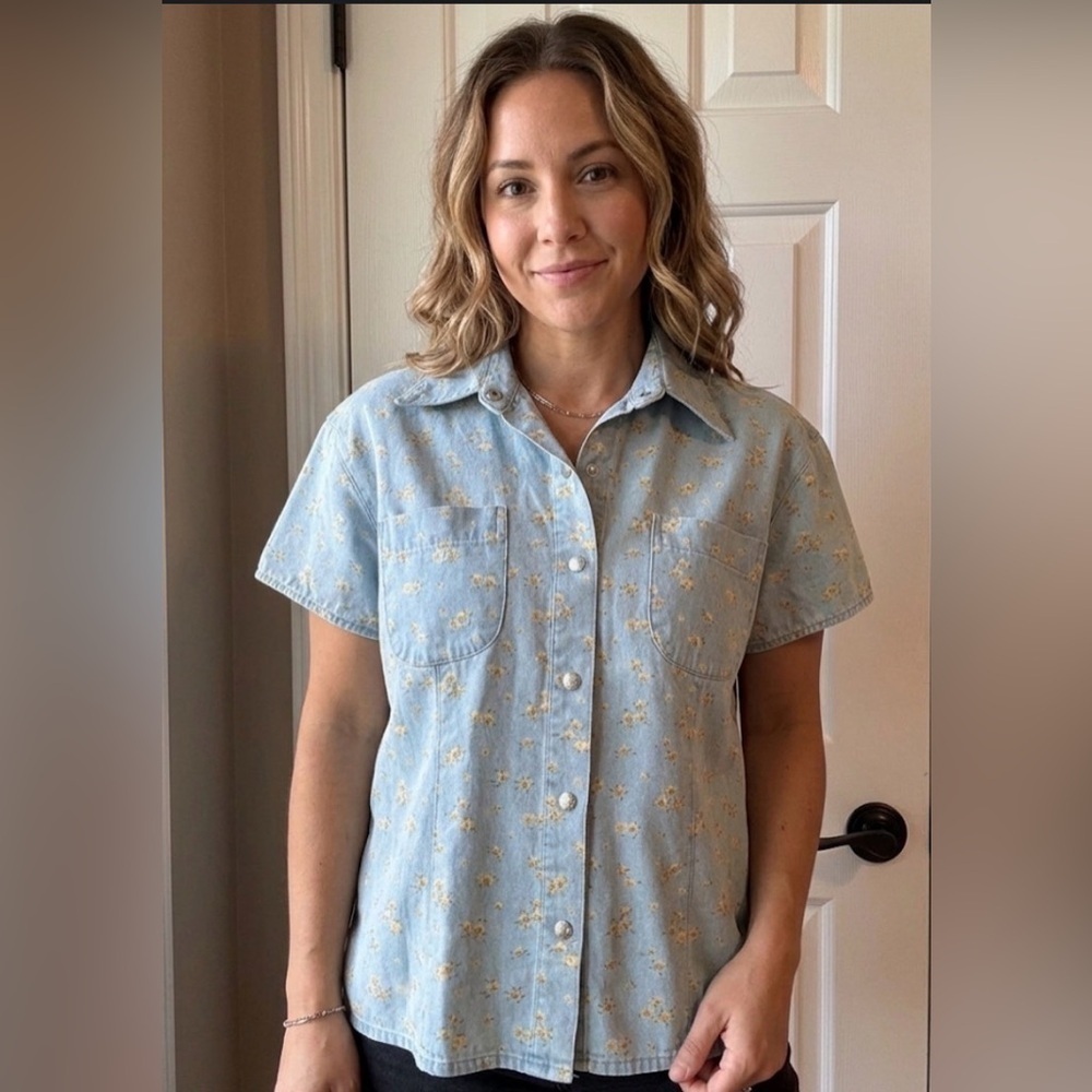 Women’s - Villager Sport by Liz Claiborne- Floral Denim Shirt